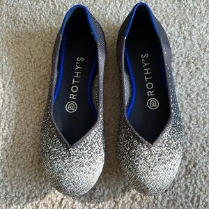 NEW ROTHY’S LIMITED EDITION BLACK AND SILVER SHIMMER- SIZE 6.5 NO BOX